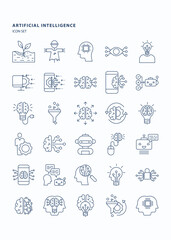Artificial intelligence and machine learning outline  icon set, Its including icons like tag