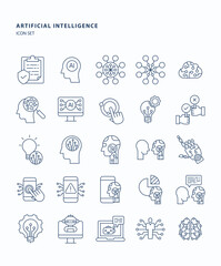 Fototapeta premium Artificial Intelligence outline icon set, Its including icons like program, Data learning and robot