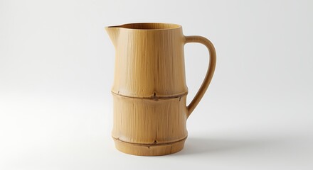 Natural bamboo pitcher with handle for serving drinks