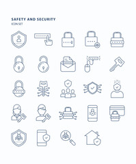 Safety and Security outline  icon set, Its including icons like protection, safe, lock, key