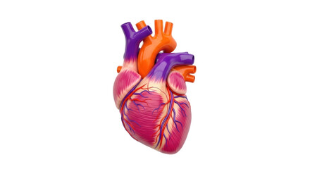 Naklejka premium Isolated, realistic 3D heart model shows the complexity of its chambers and blood flow