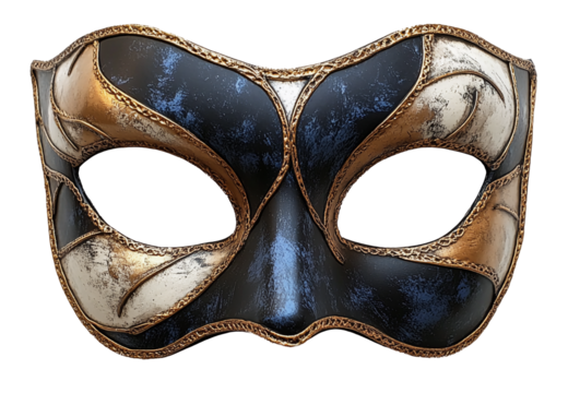 Isolate is a mask made in the traditional carnival style with a patina. An isolated theatrical accessory that imitates an ancient craft.