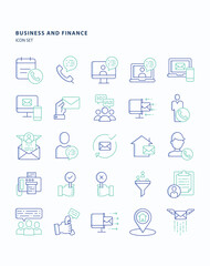 Business and Finance outline color icon set, Its including icons like  customer service, Appprove, Contact us