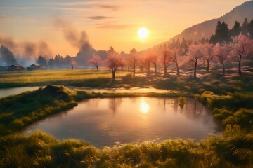 sunrise over the lake