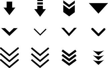 Arrow down scroll Swipe icon set.