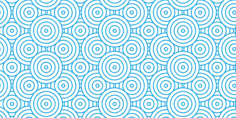 Minimal abstract repeat spiral flow overlap geometric fashion element floral seamless pattern with blue wave overlapping circles fabric textile design.	