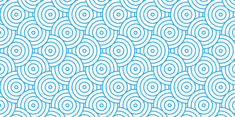 Minimal abstract repeat spiral flow overlap geometric fashion element floral seamless pattern with blue wave overlapping circles fabric textile design.	
