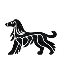 Tribal Afghan Hound Dog Minimal Vintage Vector Design.