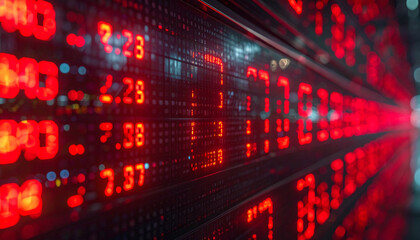 Red Digital Display: a dynamic image showcasing a close-up view of a digital display, its surface illuminated by red digits and text.