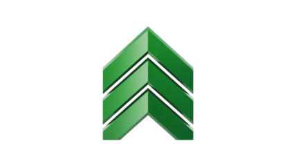 3d rendered geometric green chevron arrows ascending symbol logo abstract design technology growth success business corporate identity
