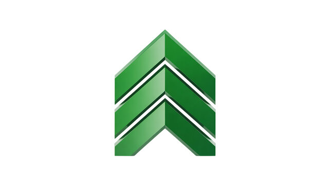 3d rendered geometric green chevron arrows ascending symbol logo abstract design technology growth success business corporate identity - Powered by Adobe