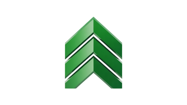3d rendered geometric green chevron arrows ascending symbol logo abstract design technology growth success business corporate identity