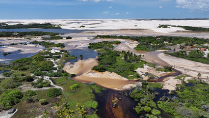Betania Village At Santo Amaro In Maranhao Brazil. Nature Landscape. Beautiful Rainforest. Betania Village In Maranhao. Oasis Scenery. Colored River. Native Village. Brazil Northeast.