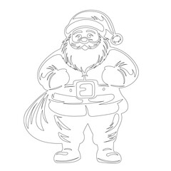 Santa Claus in full growth, sketch, outline, vector
