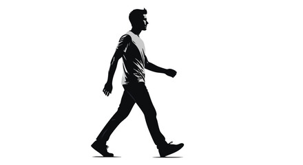 Silhouette of a man walking, showcasing movement and style, ideal for lifestyle and design concepts