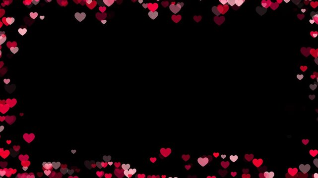 valentines day hearts border frame alpha channel animation, valentine and anniversary celebration romantic isolated motion design element