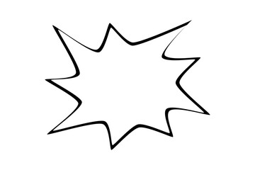 Black outline burst shape for comic design, sale banner, pop art sticker, and modern abstract graphic decoration