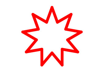 Red outline starburst shape with clean vector design for sale badge, alert icon, and modern abstract decoration