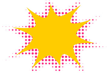 Comic style yellow burst explosion with pink halftone dots for pop art design, sale banner, retro poster, and creative background decoration