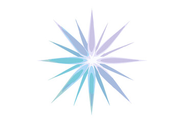 Abstract geometric starburst shape with glowing light effect and cool color gradient transition