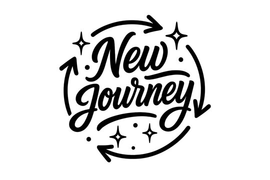 New Journey Design. “New Journey”. modern hand lettering, smooth curves, balanced composition, clear readable