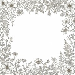 Fototapeta premium Outline minimal plants frame