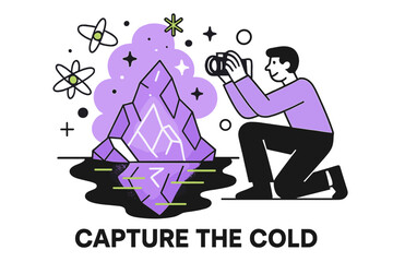 Obraz premium Abstract Iceberg Photography. Icebergs. Character photographing glowing iceberg with orbiting floating