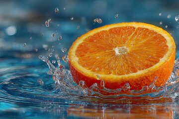 An orange slice falls into the water. High detoxification