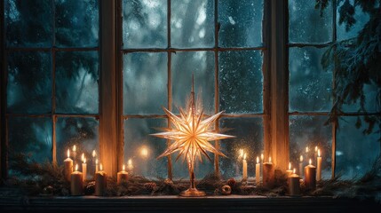 Golden autumn leaves falling gently on a rustic wooden path