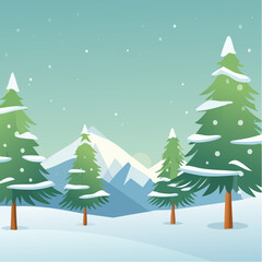 Obraz premium christmas background with fir tree and snow