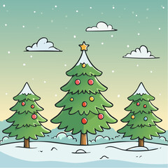 Fototapeta premium christmas background with fir tree and snow