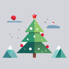Naklejka premium christmas background with fir tree and snow