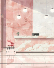 Elegant marble reception area with delicate lighting and minimalistic design for a refined taste