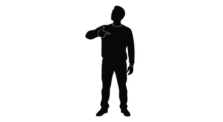 Silhouette of a man pointing his finger towards the viewer, looking up.