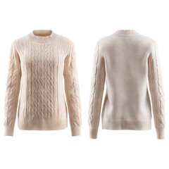 Fototapeta premium luxurious cashmere sweater front and back view isolated on a transparent white background, clipping path