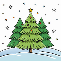Obraz premium christmas background with fir tree and snow