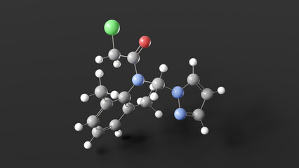 metazachlor molecule 3d, molecular structure, ball and stick model, structural chemical formula herbicide