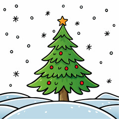 Fototapeta premium christmas background with fir tree and snow