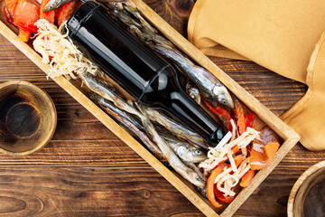 Beer and dried fish.