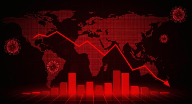 Red Pandemic Global Economic Crisis with Virus Impact, and Market Crash.