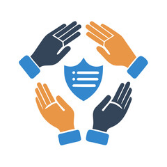 Obraz premium Hands Surrounding a Shield Representing Protection and Support