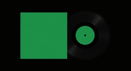 Vinyl Record Mockup Retro Music on Black.