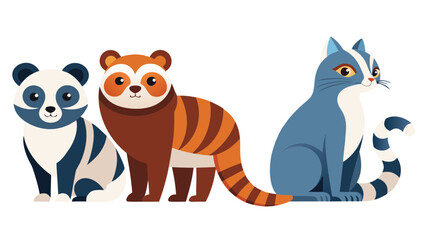 Vector ,  fur, love, set, mammal, pets, tail, fun, bear, drawing, character, kitty, funny, cute, art, tiger, feline, animals, illustration, dog, pet, kitten, vector, cartoon, animal, cat