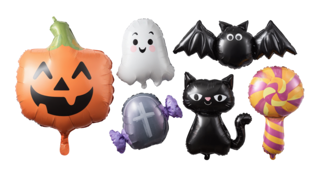 3D Halloween cupcake with cute pumpkin topper, sprinkles, and tiny candy ghosts, background isolated on a Transparent background, PNG file.