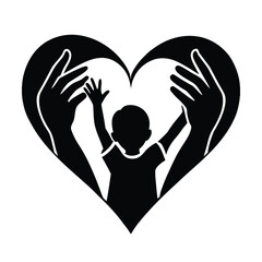 Family Hands Joined in Heart Together Silhouette