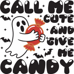 Cute White Ghost with Candy Best T Shirt Design