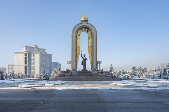 Statue of Ismail Samani, Ismoili Somoni, Dushanbe, Tajikistan, Central Asia