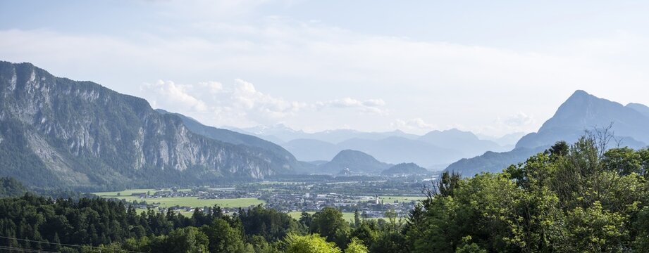 View of the Inn Valley with the town of Kufstein, Tyrol, Austria