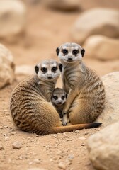 Obraz premium Adorable Meerkat Family Group.