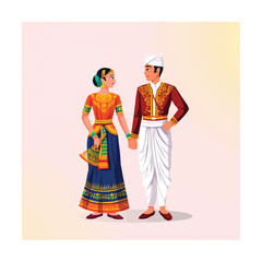 Indian Traditional Costume Silhouette and  Vector Collection